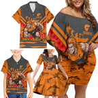 Personalised Greater Western Sydney Giants ANZAC Family Matching Off Shoulder Short Dress and Hawaiian Shirt Military Remembrance Australian Football Mascot Camouflage