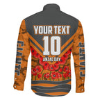 Personalised Greater Western Sydney Giants ANZAC Family Matching Off Shoulder Short Dress and Hawaiian Shirt Military Remembrance Australian Football Mascot Camouflage