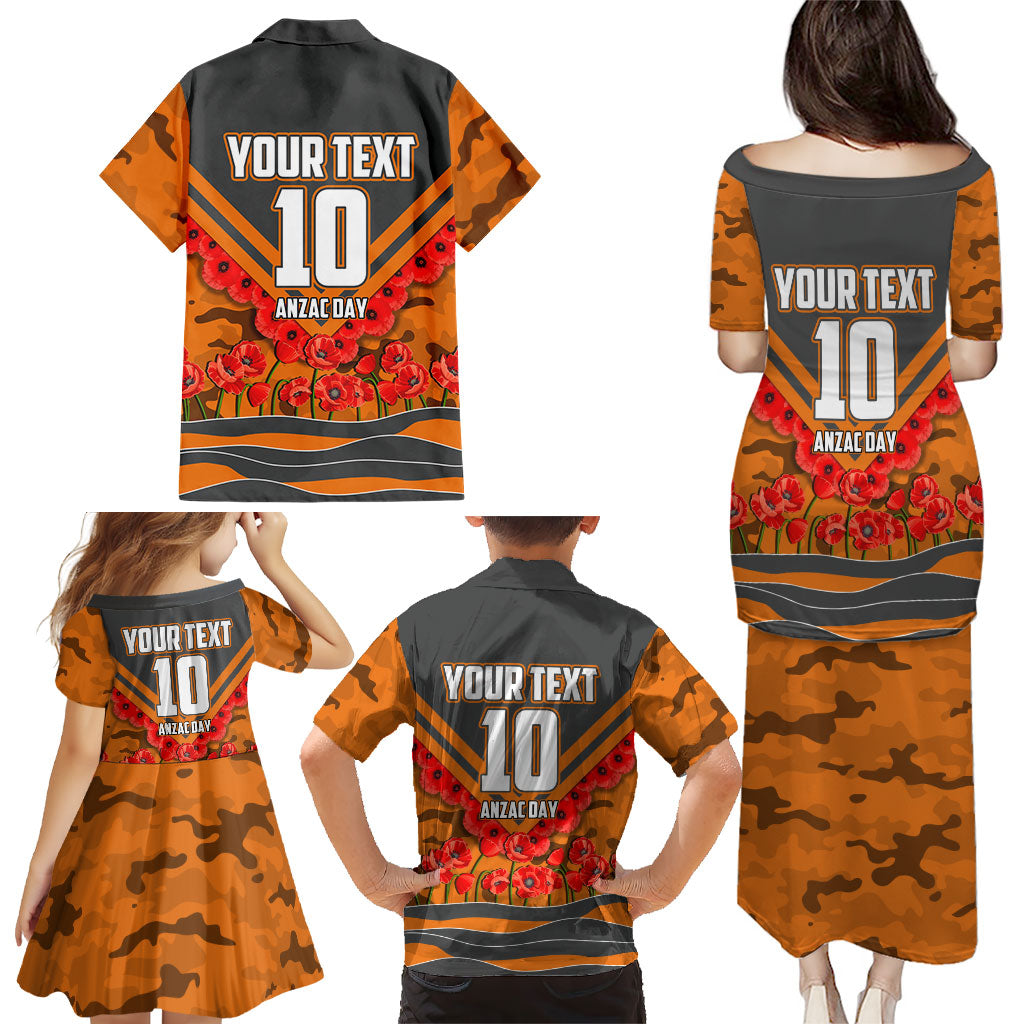 Personalised Greater Western Sydney Giants ANZAC Family Matching Puletasi and Hawaiian Shirt Military Remembrance Australian Football Mascot Camouflage