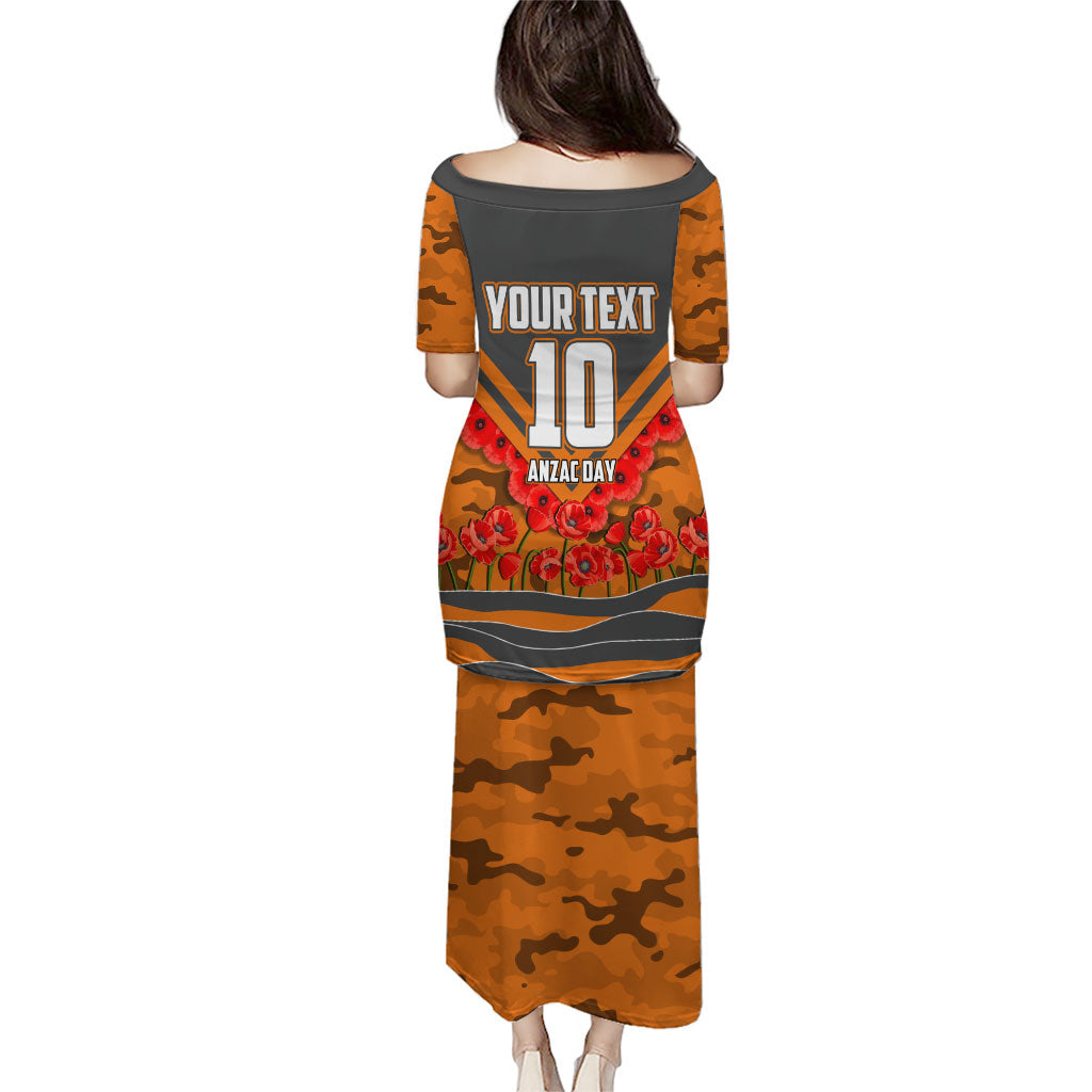 Personalised Greater Western Sydney Giants ANZAC Family Matching Puletasi and Hawaiian Shirt Military Remembrance Australian Football Mascot Camouflage