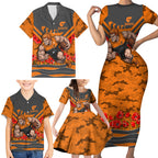 Personalised Greater Western Sydney Giants ANZAC Family Matching Short Sleeve Bodycon Dress and Hawaiian Shirt Military Remembrance Australian Football Mascot Camouflage