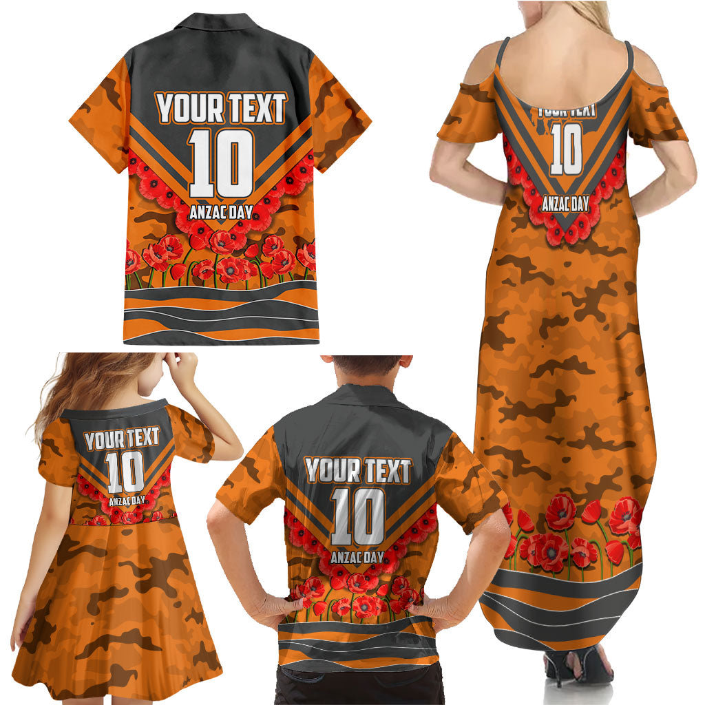 Personalised Greater Western Sydney Giants ANZAC Family Matching Summer Maxi Dress and Hawaiian Shirt Military Remembrance Australian Football Mascot Camouflage