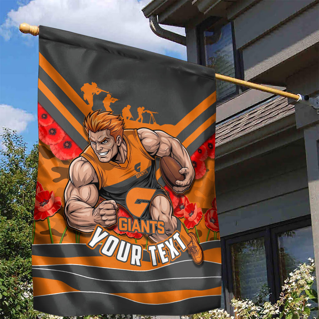 Personalised Greater Western Sydney Giants ANZAC Garden Flag Military Remembrance Australian Football Mascot Camouflage