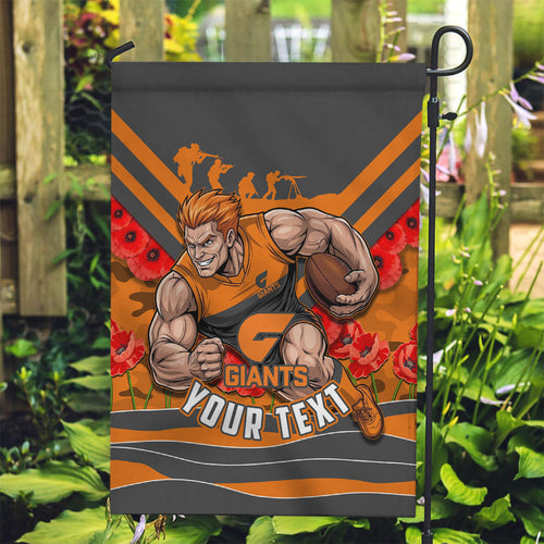 Personalised Greater Western Sydney Giants ANZAC Garden Flag Military Remembrance Australian Football Mascot Camouflage