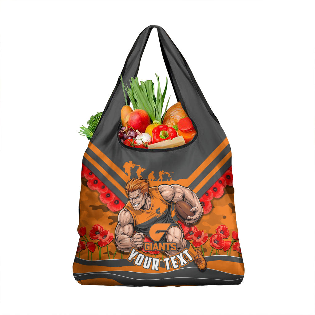 Personalised Greater Western Sydney Giants ANZAC Grocery Bag Military Remembrance Australian Football Mascot Camouflage