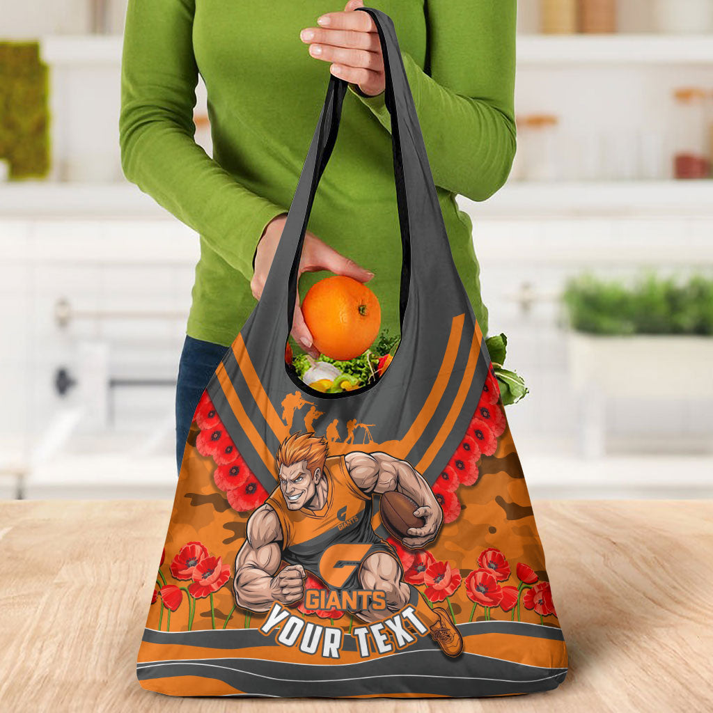Personalised Greater Western Sydney Giants ANZAC Grocery Bag Military Remembrance Australian Football Mascot Camouflage