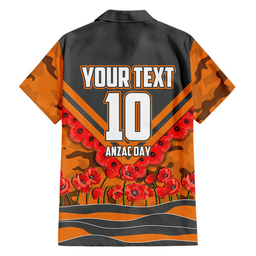 Personalised Greater Western Sydney Giants ANZAC Hawaiian Shirt Military Remembrance Australian Football Mascot Camouflage