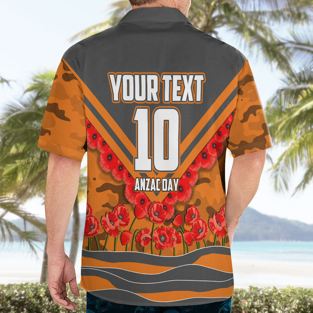 Personalised Greater Western Sydney Giants ANZAC Hawaiian Shirt Military Remembrance Australian Football Mascot Camouflage