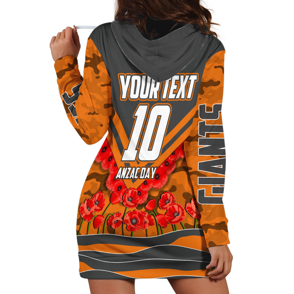 Personalised Greater Western Sydney Giants ANZAC Hoodie Dress Military Remembrance Australian Football Mascot Camouflage