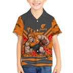 Personalised Greater Western Sydney Giants ANZAC Kid Hawaiian Shirt Military Remembrance Australian Football Mascot Camouflage