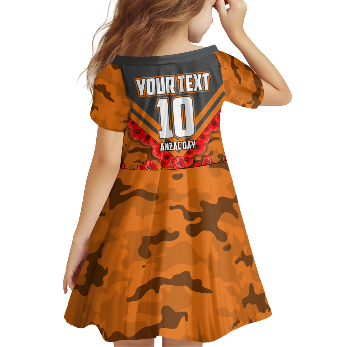 Personalised Greater Western Sydney Giants ANZAC Kid Short Sleeve Dress Military Remembrance Australian Football Mascot Camouflage