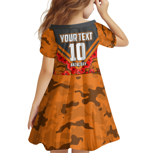 Personalised Greater Western Sydney Giants ANZAC Kid Short Sleeve Dress Military Remembrance Australian Football Mascot Camouflage