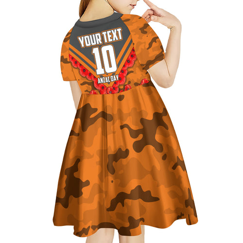 Personalised Greater Western Sydney Giants ANZAC Kid Short Sleeve Dress Military Remembrance Australian Football Mascot Camouflage