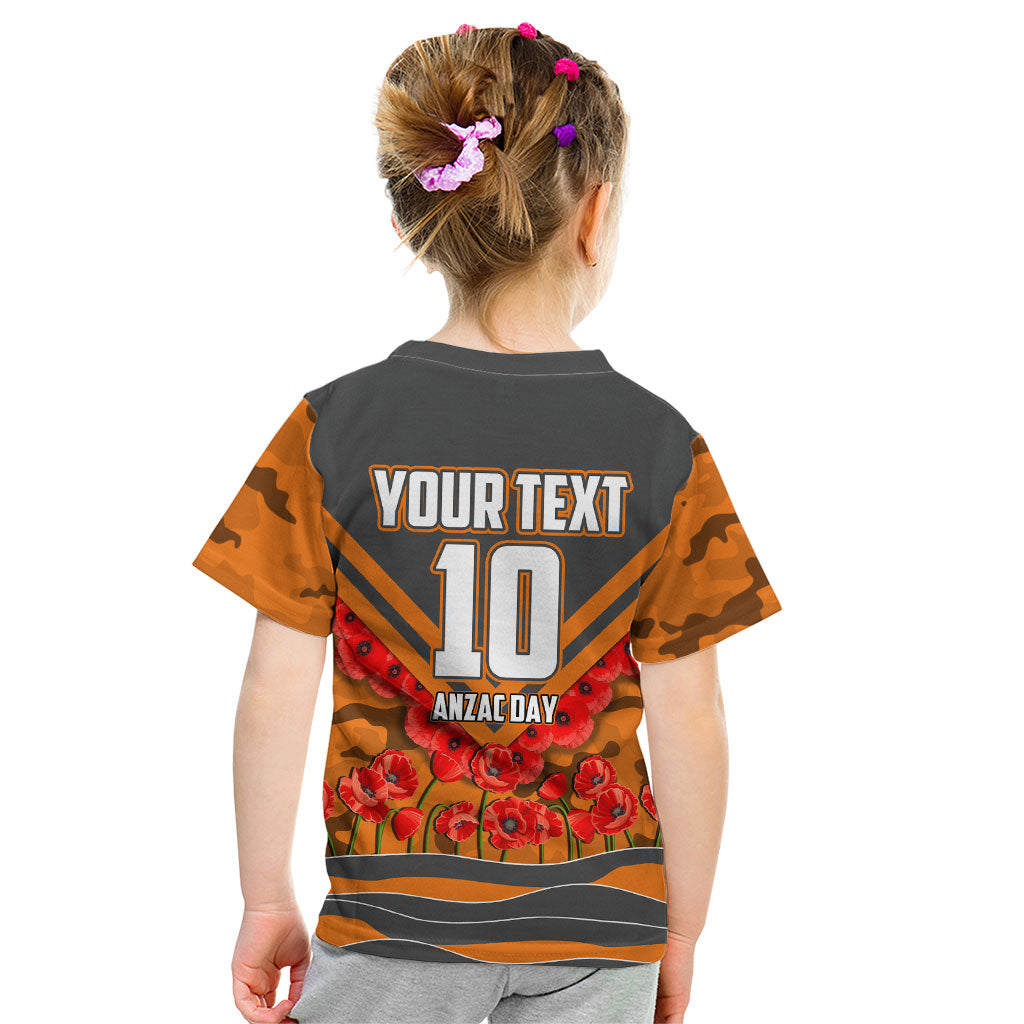 Personalised Greater Western Sydney Giants ANZAC Kid T Shirt Military Remembrance Australian Football Mascot Camouflage