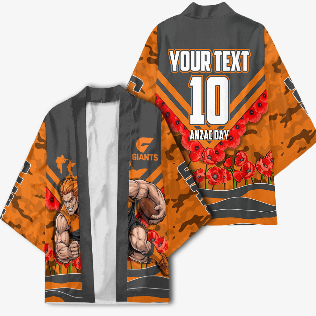 Personalised Greater Western Sydney Giants ANZAC Kimono Military Remembrance Australian Football Mascot Camouflage