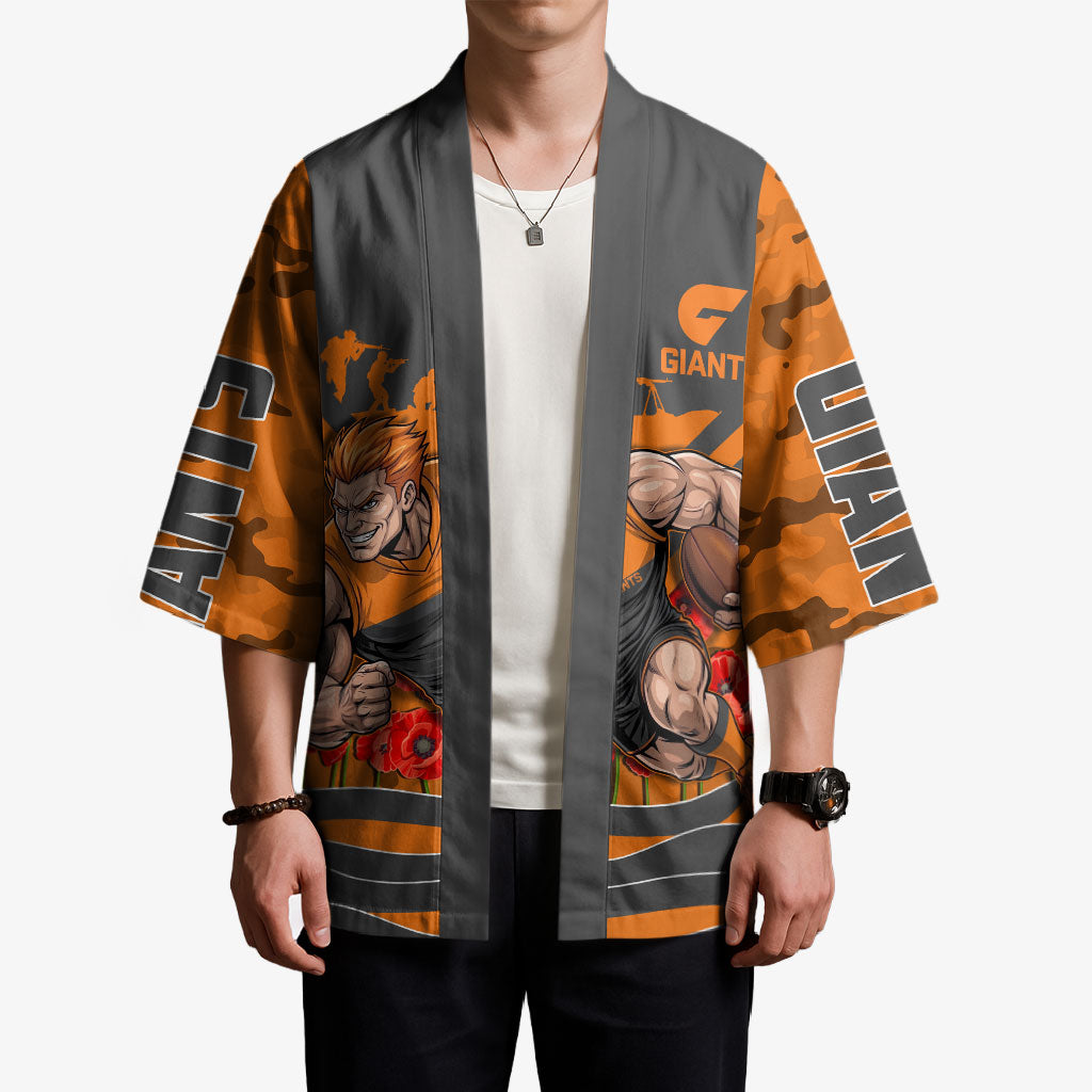 Personalised Greater Western Sydney Giants ANZAC Kimono Military Remembrance Australian Football Mascot Camouflage