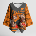 Personalised Greater Western Sydney Giants ANZAC Kimono Sleeve Blouse Military Remembrance Australian Football Mascot Camouflage