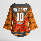 Personalised Greater Western Sydney Giants ANZAC Kimono Sleeve Blouse Military Remembrance Australian Football Mascot Camouflage