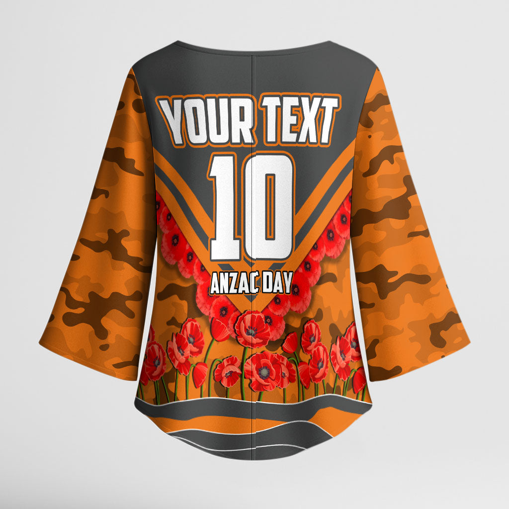 Personalised Greater Western Sydney Giants ANZAC Kimono Sleeve Blouse Military Remembrance Australian Football Mascot Camouflage