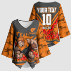 Personalised Greater Western Sydney Giants ANZAC Kimono Sleeve Blouse Military Remembrance Australian Football Mascot Camouflage