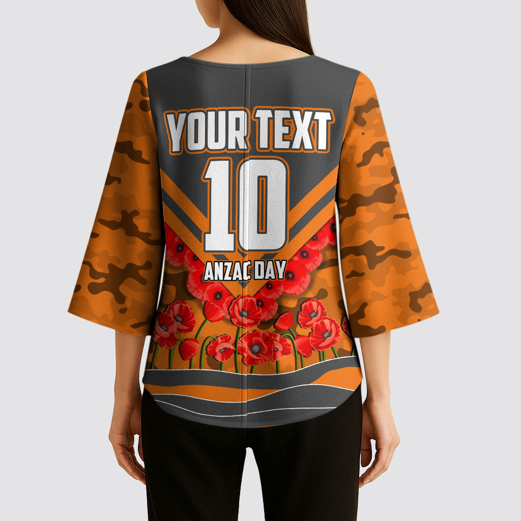 Personalised Greater Western Sydney Giants ANZAC Kimono Sleeve Blouse Military Remembrance Australian Football Mascot Camouflage