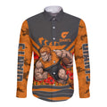 Personalised Greater Western Sydney Giants ANZAC Long Sleeve Button Shirt Military Remembrance Australian Football Mascot Camouflage