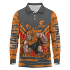 Personalised Greater Western Sydney Giants ANZAC Long Sleeve Polo Shirt Military Remembrance Australian Football Mascot Camouflage