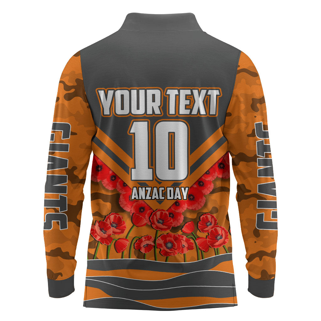 Personalised Greater Western Sydney Giants ANZAC Long Sleeve Polo Shirt Military Remembrance Australian Football Mascot Camouflage