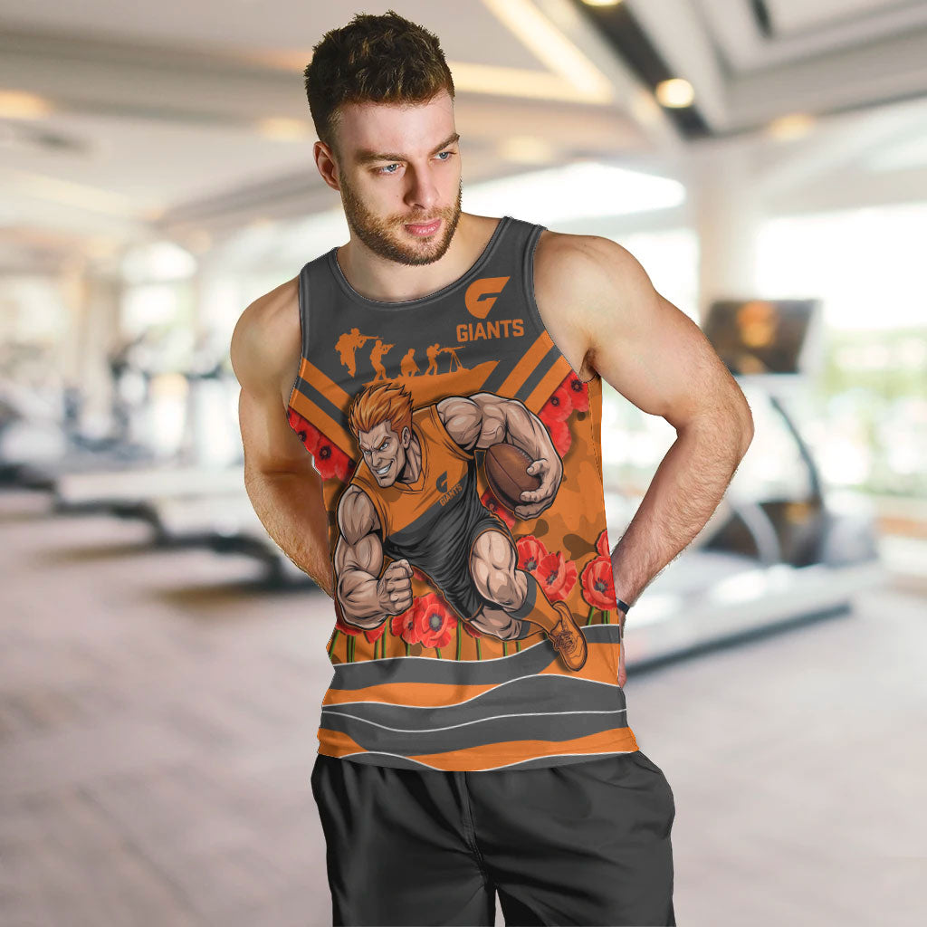 Personalised Greater Western Sydney Giants ANZAC Men Tank Top Military Remembrance Australian Football Mascot Camouflage