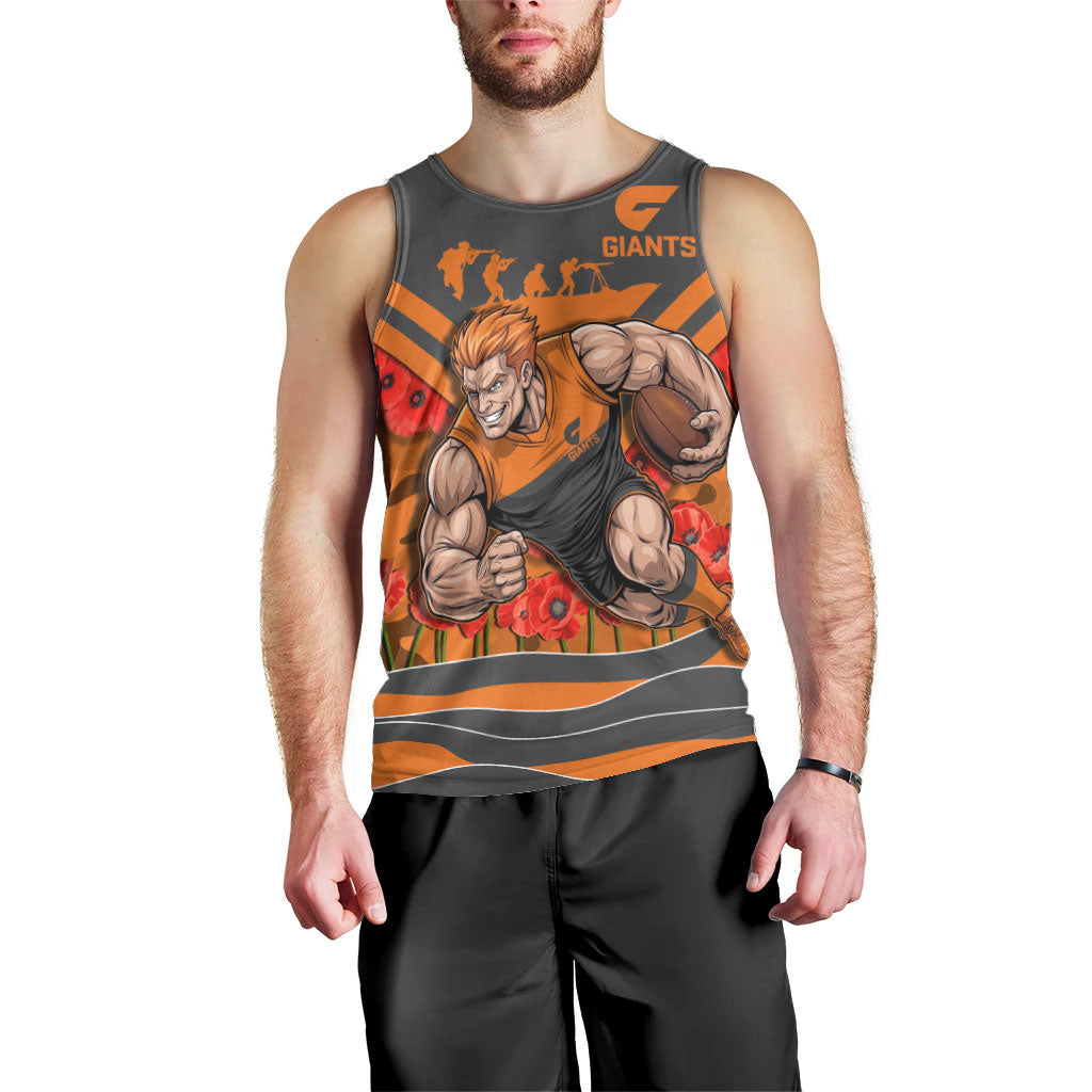 Personalised Greater Western Sydney Giants ANZAC Men Tank Top Military Remembrance Australian Football Mascot Camouflage