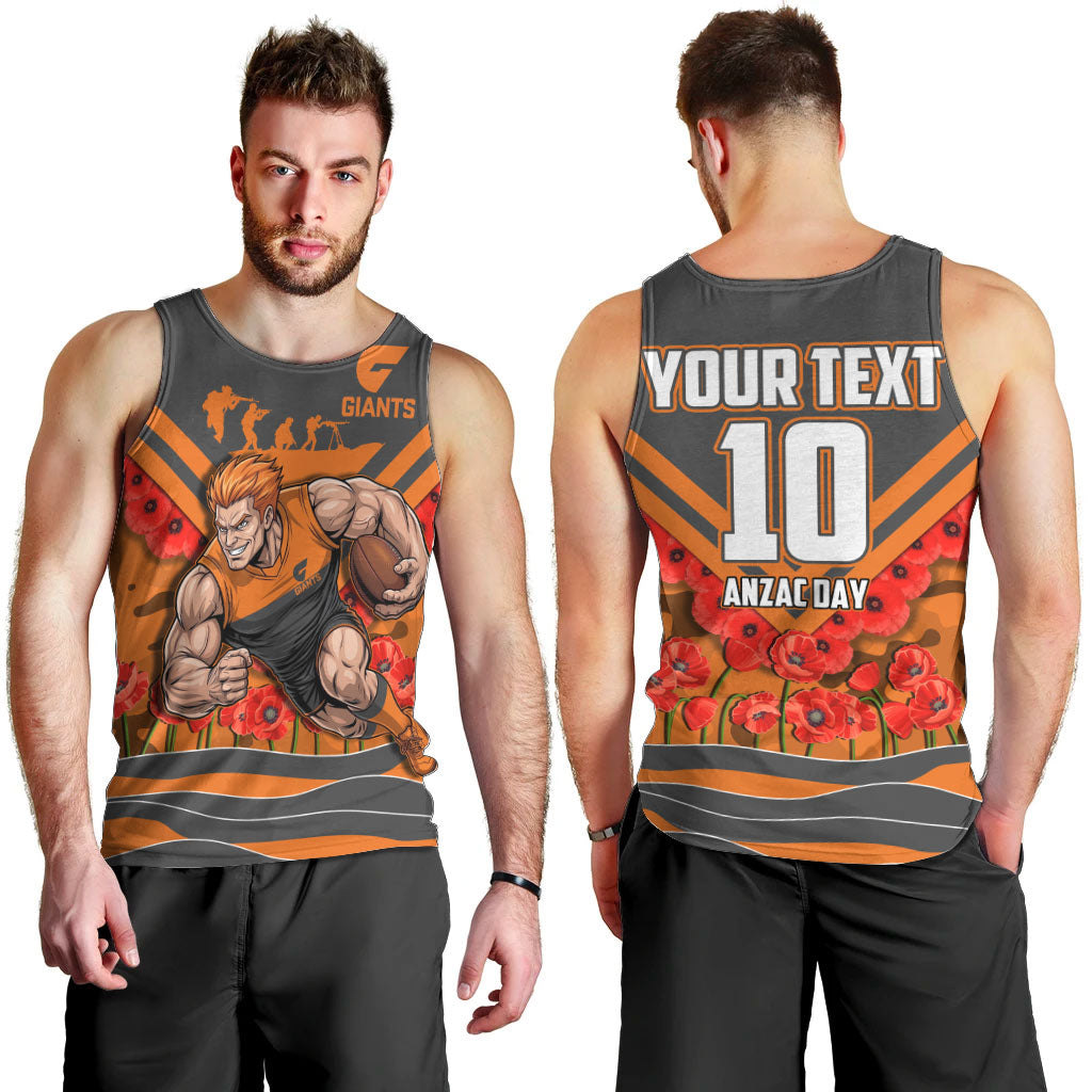 Personalised Greater Western Sydney Giants ANZAC Men Tank Top Military Remembrance Australian Football Mascot Camouflage
