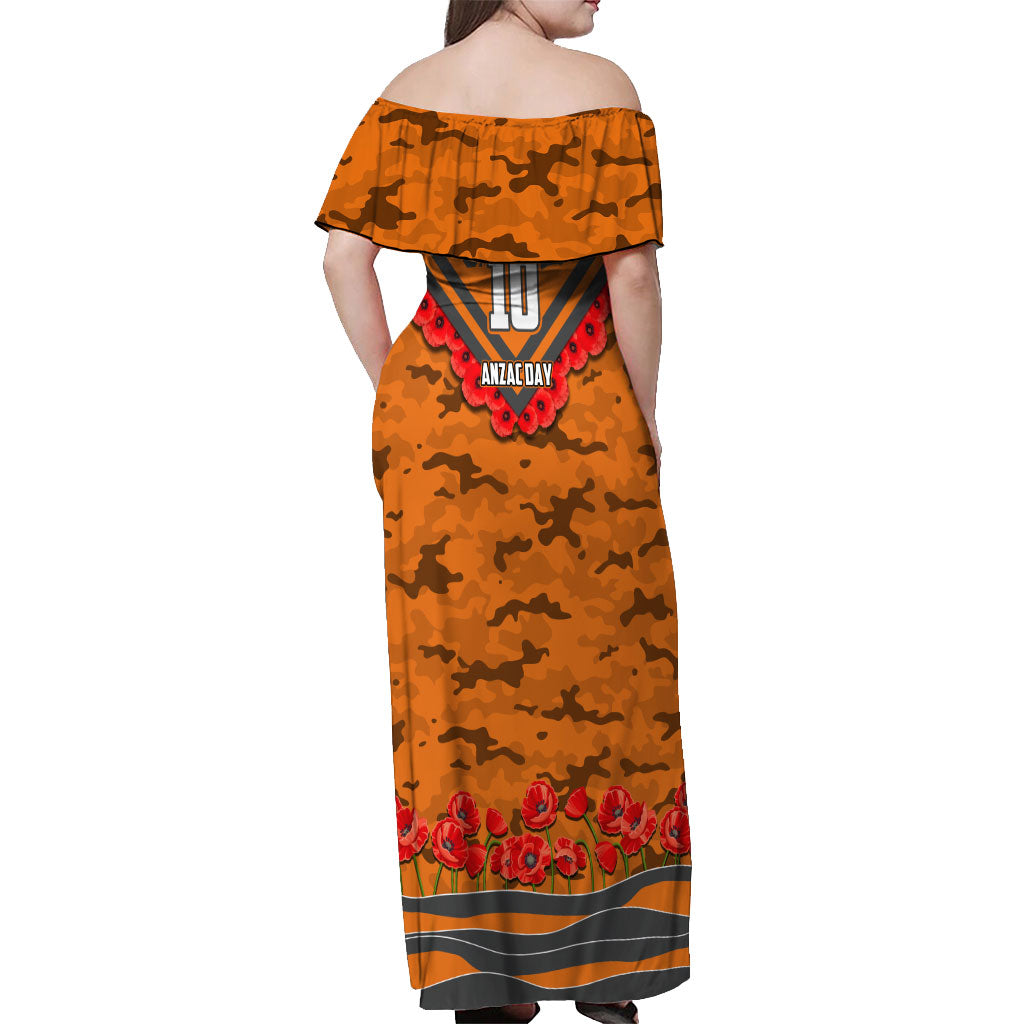 Personalised Greater Western Sydney Giants ANZAC Off Shoulder Maxi Dress Military Remembrance Australian Football Mascot Camouflage