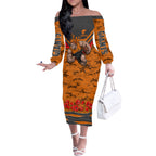 Personalised Greater Western Sydney Giants ANZAC Off The Shoulder Long Sleeve Dress Military Remembrance Australian Football Mascot Camouflage