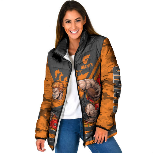 Personalised Greater Western Sydney Giants ANZAC Padded Jacket Military Remembrance Australian Football Mascot Camouflage