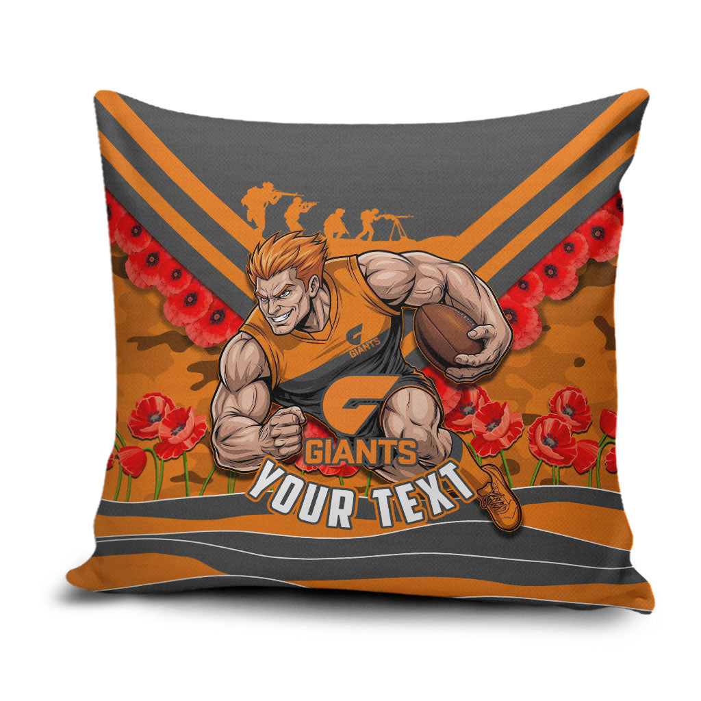 Personalised Greater Western Sydney Giants ANZAC Pillow Cover Military Remembrance Australian Football Mascot Camouflage