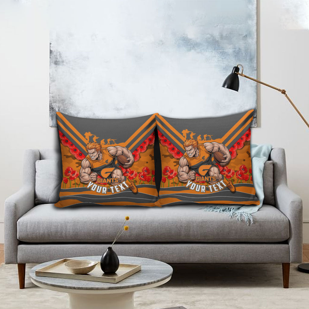 Personalised Greater Western Sydney Giants ANZAC Pillow Cover Military Remembrance Australian Football Mascot Camouflage