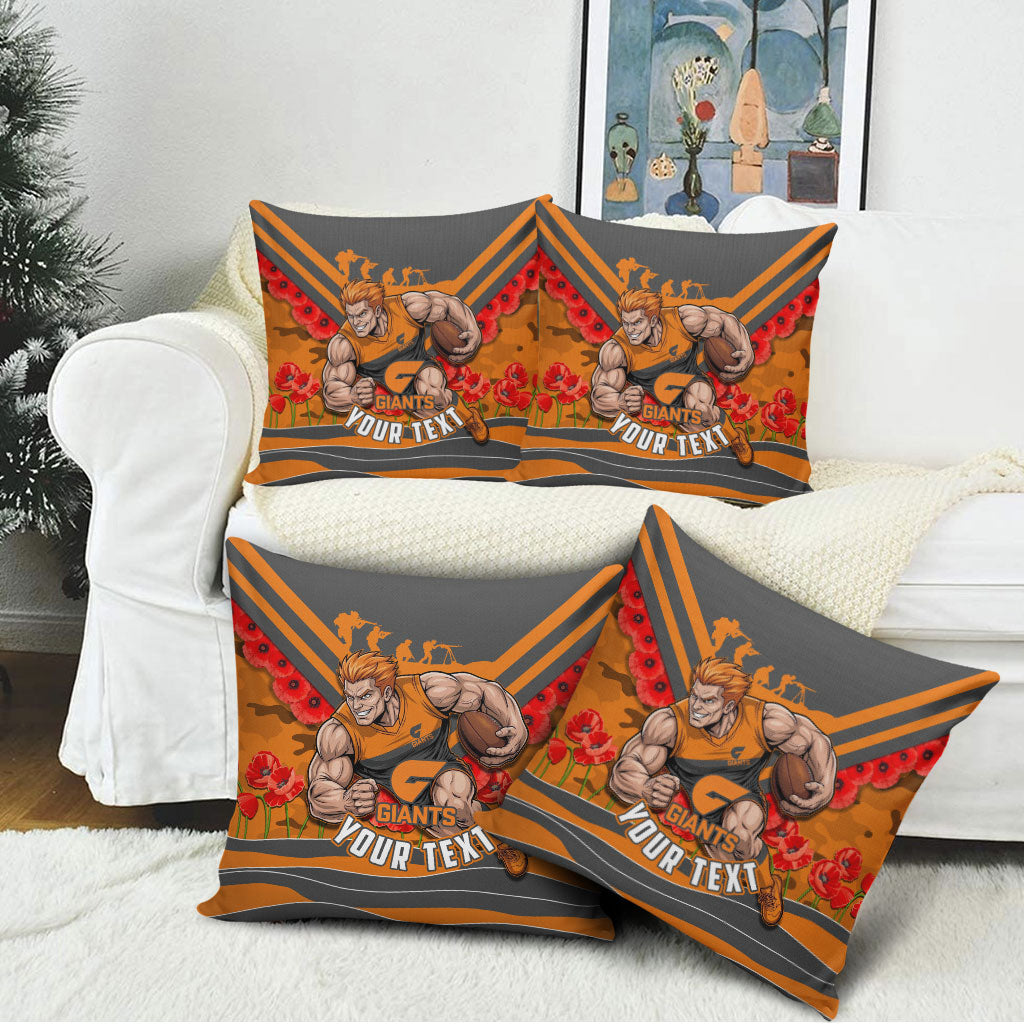 Personalised Greater Western Sydney Giants ANZAC Pillow Cover Military Remembrance Australian Football Mascot Camouflage