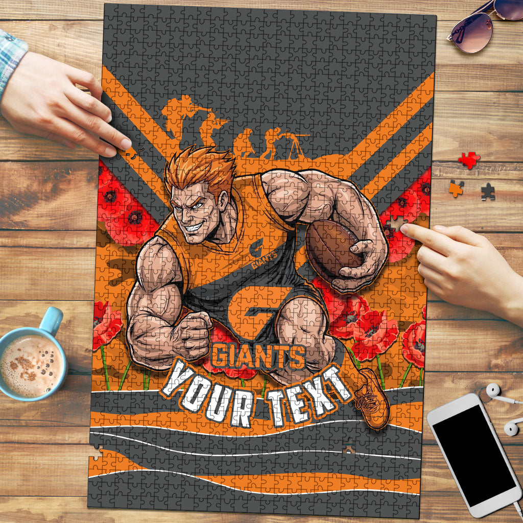 Personalised Greater Western Sydney Giants ANZAC Puzzle Military Remembrance Australian Football Mascot Camouflage