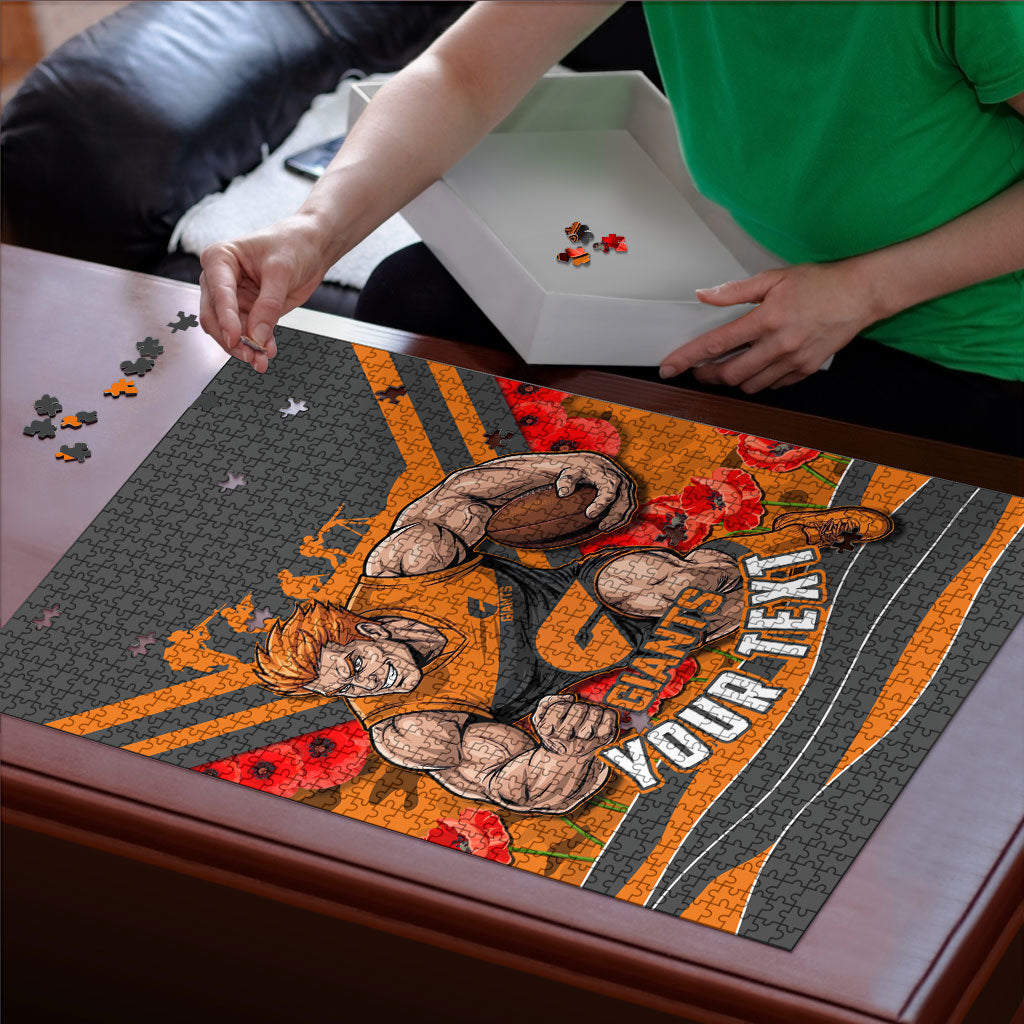 Personalised Greater Western Sydney Giants ANZAC Puzzle Military Remembrance Australian Football Mascot Camouflage