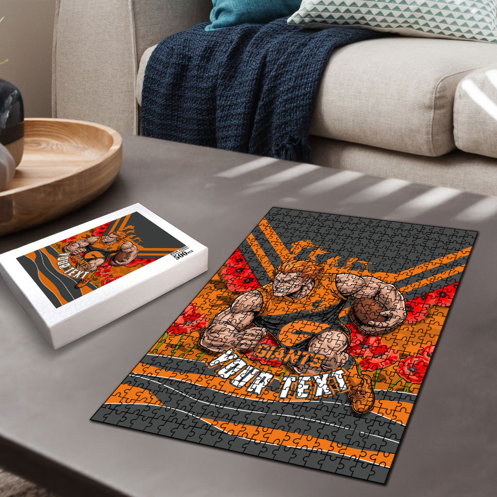 Personalised Greater Western Sydney Giants ANZAC Puzzle Military Remembrance Australian Football Mascot Camouflage