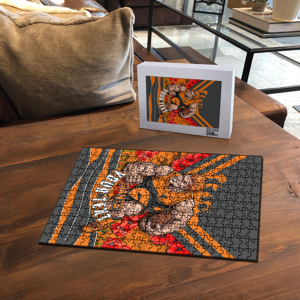 Personalised Greater Western Sydney Giants ANZAC Puzzle Military Remembrance Australian Football Mascot Camouflage
