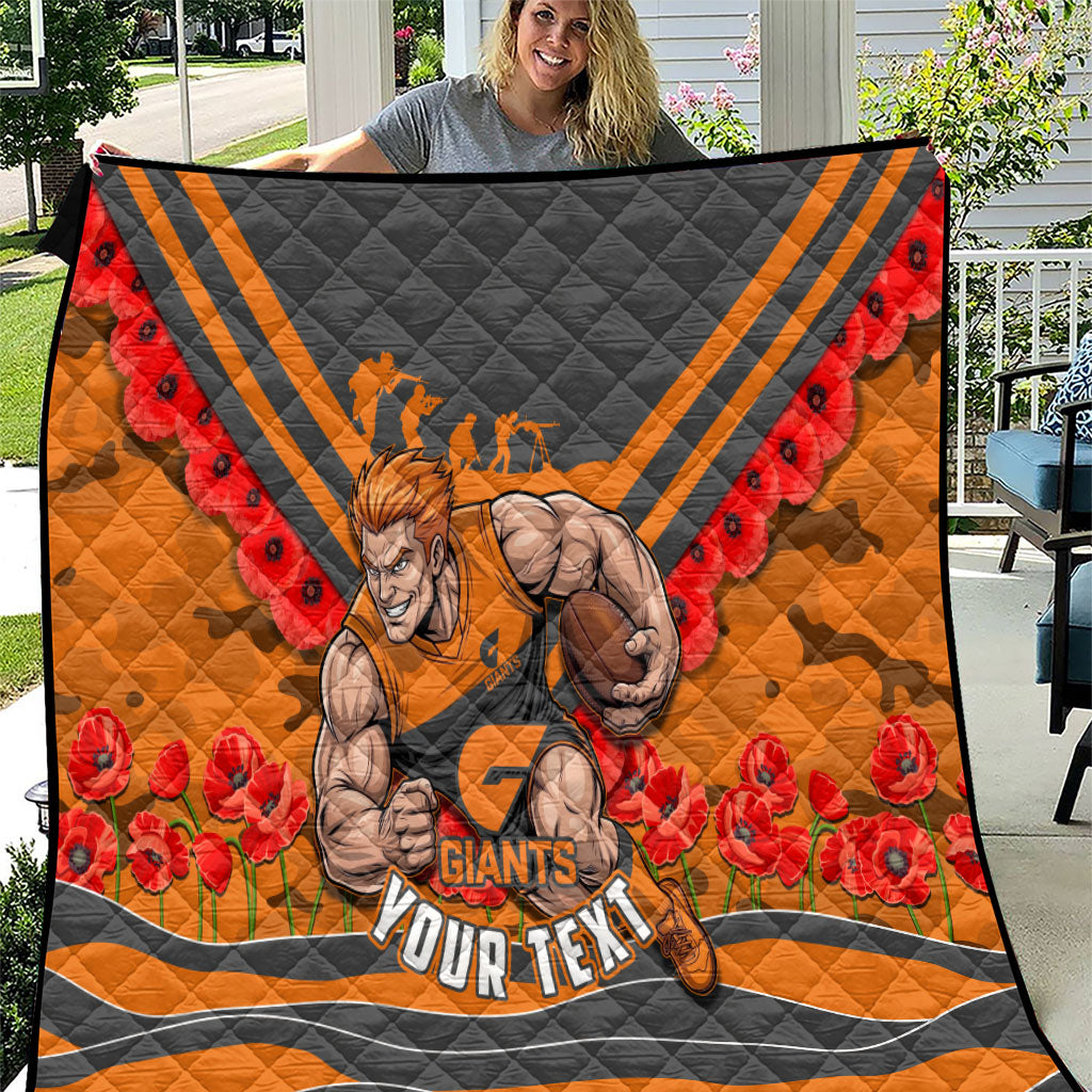 Personalised Greater Western Sydney Giants ANZAC Quilt Military Remembrance Australian Football Mascot Camouflage