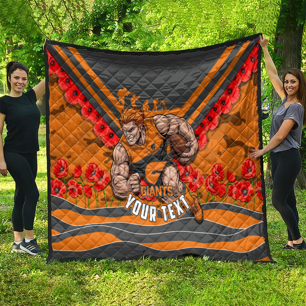 Personalised Greater Western Sydney Giants ANZAC Quilt Military Remembrance Australian Football Mascot Camouflage