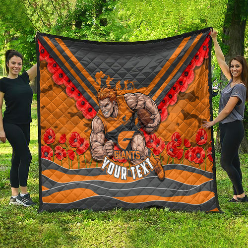 Personalised Greater Western Sydney Giants ANZAC Quilt Military Remembrance Australian Football Mascot Camouflage