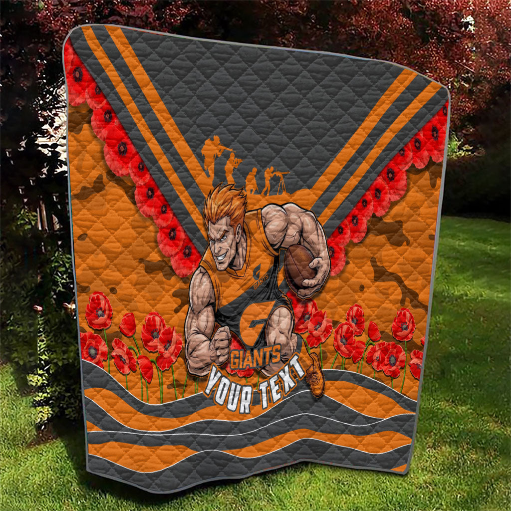 Personalised Greater Western Sydney Giants ANZAC Quilt Military Remembrance Australian Football Mascot Camouflage