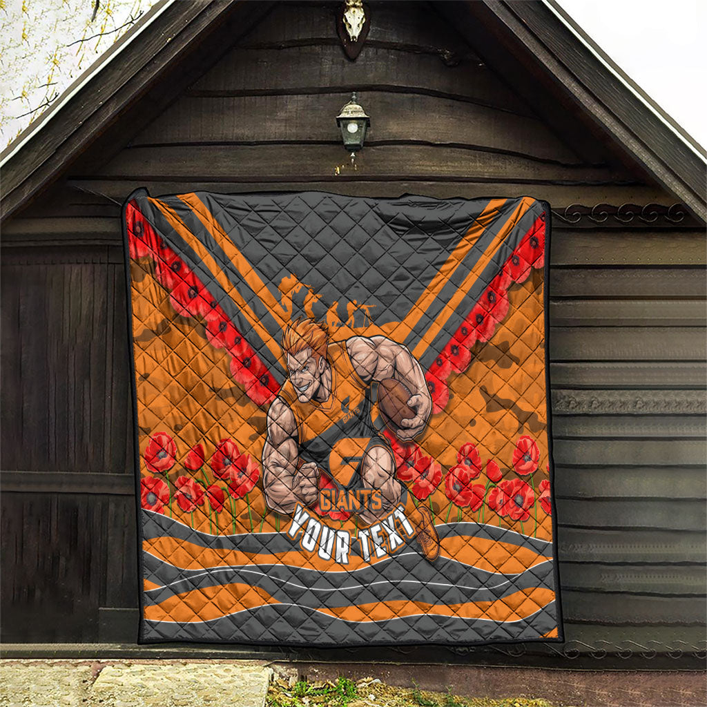 Personalised Greater Western Sydney Giants ANZAC Quilt Military Remembrance Australian Football Mascot Camouflage