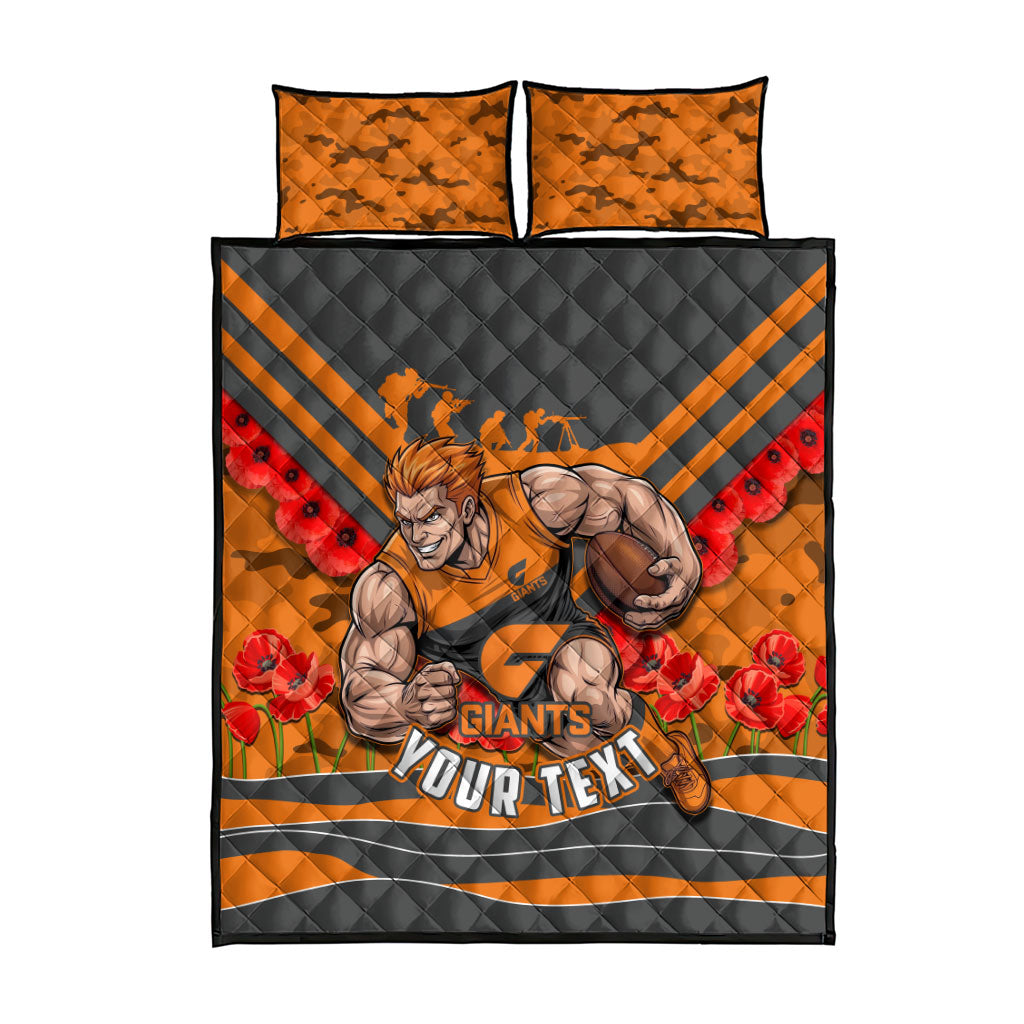Personalised Greater Western Sydney Giants ANZAC Quilt Bed Set Military Remembrance Australian Football Mascot Camouflage