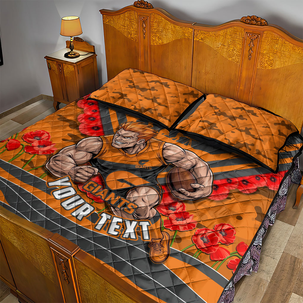 Personalised Greater Western Sydney Giants ANZAC Quilt Bed Set Military Remembrance Australian Football Mascot Camouflage