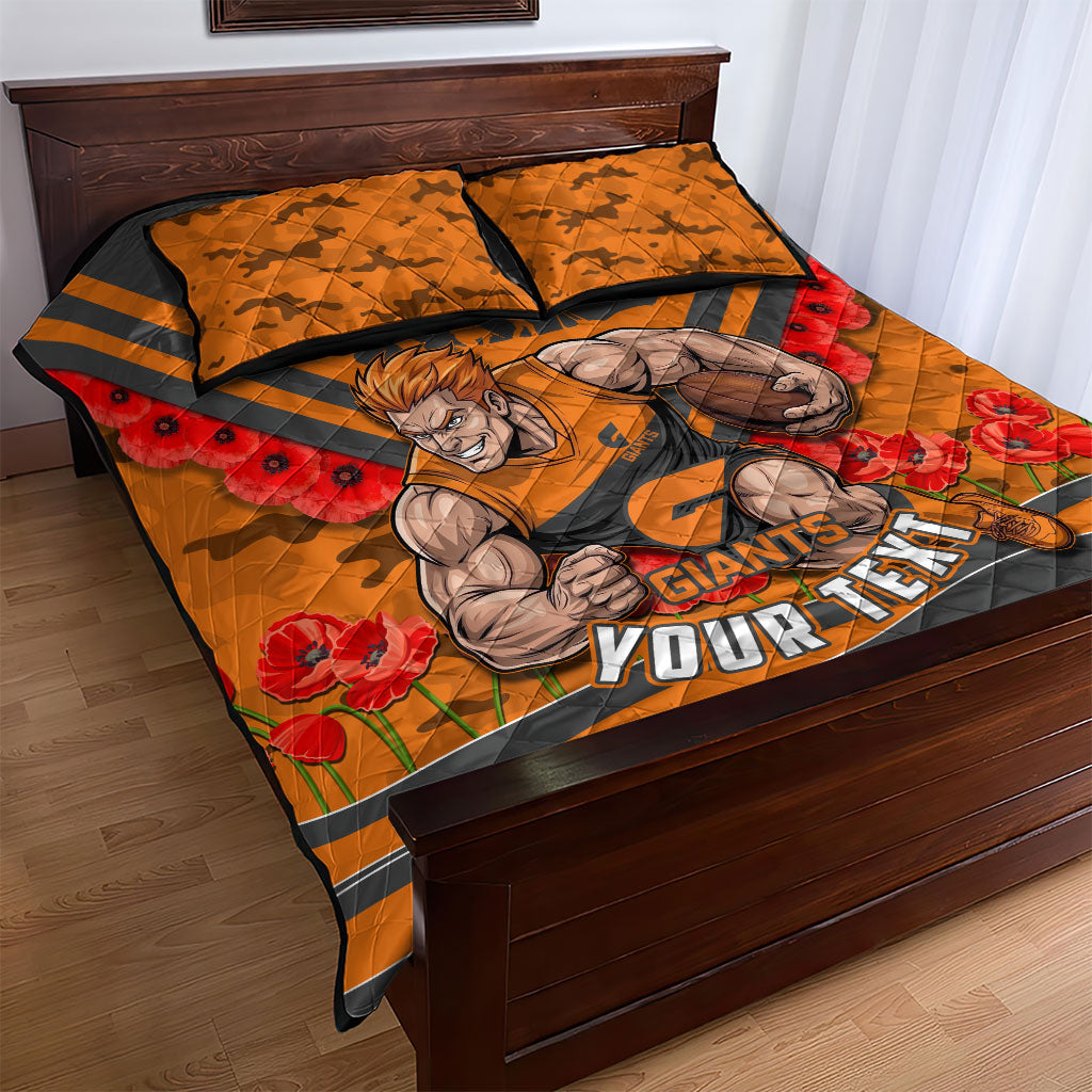 Personalised Greater Western Sydney Giants ANZAC Quilt Bed Set Military Remembrance Australian Football Mascot Camouflage
