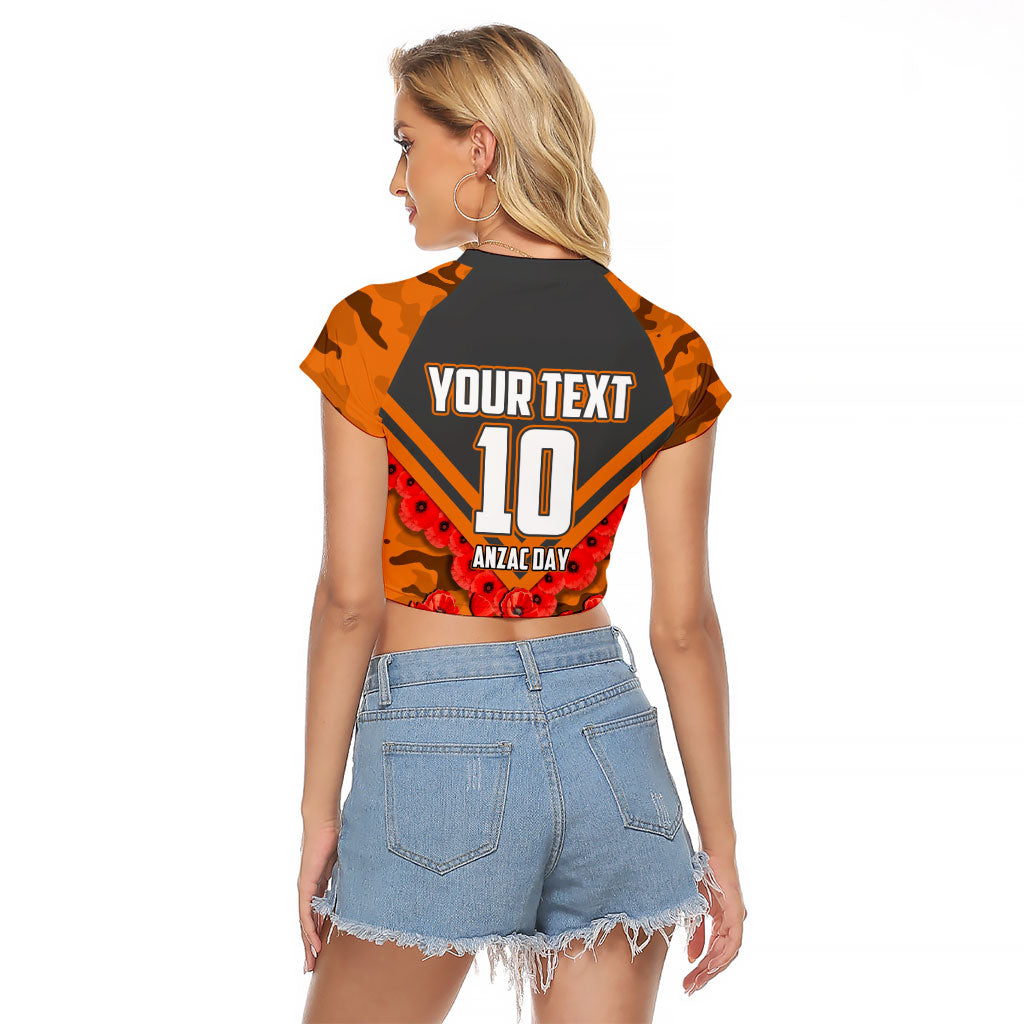 Personalised Greater Western Sydney Giants ANZAC Raglan Cropped T Shirt Military Remembrance Australian Football Mascot Camouflage